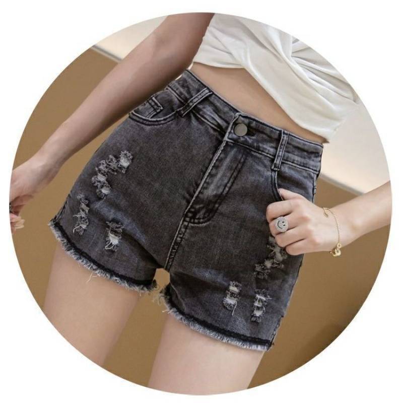 グレー パンツ ダメージ加工ショートパンツ
