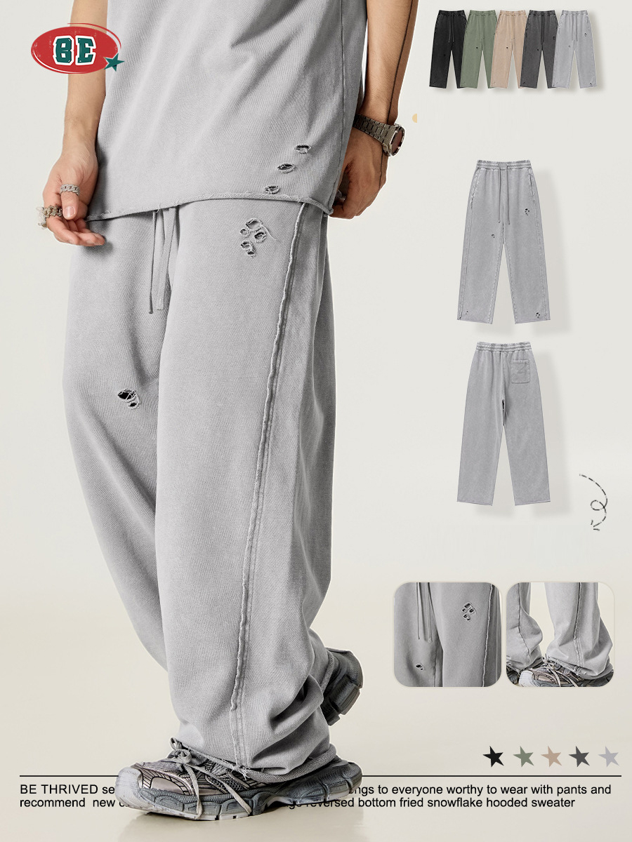 メンズ ヴィンテージ風 ワイドパンツ 男女兼用 ゆったり グレー パンツ 春秋