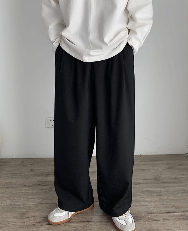 グレー パンツ 和風レトロ ワイドパンツ 男女兼用 ゆったりストレート