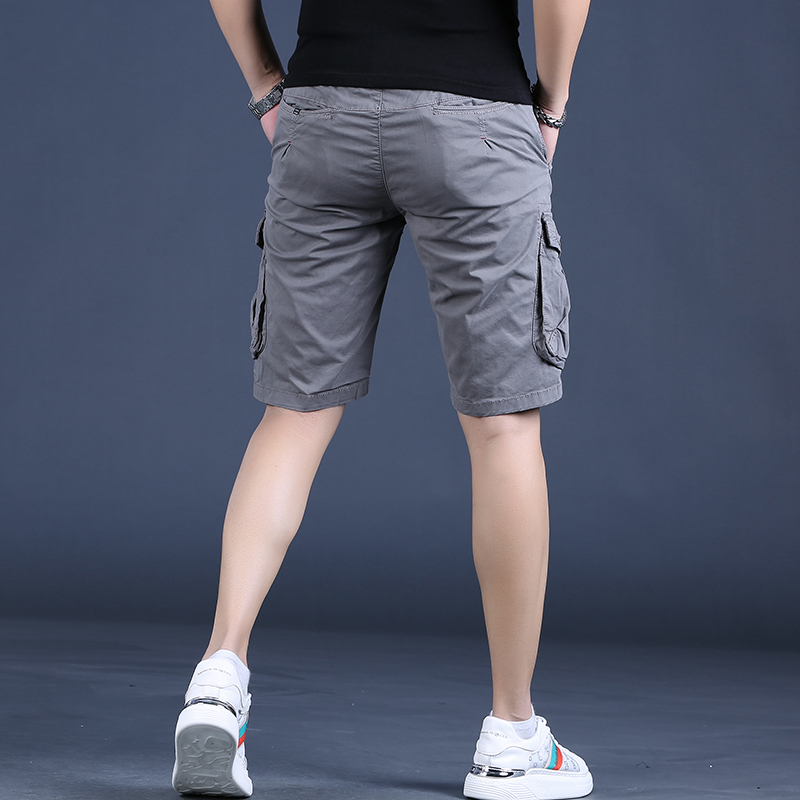 グレー パンツ 実用的サイドポケット ハーフカーゴ