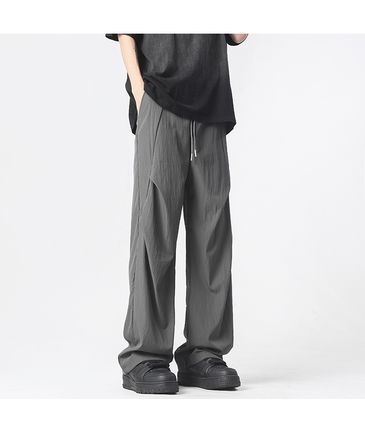 グレー パンツ しなやか風合いドレープワイドパンツ