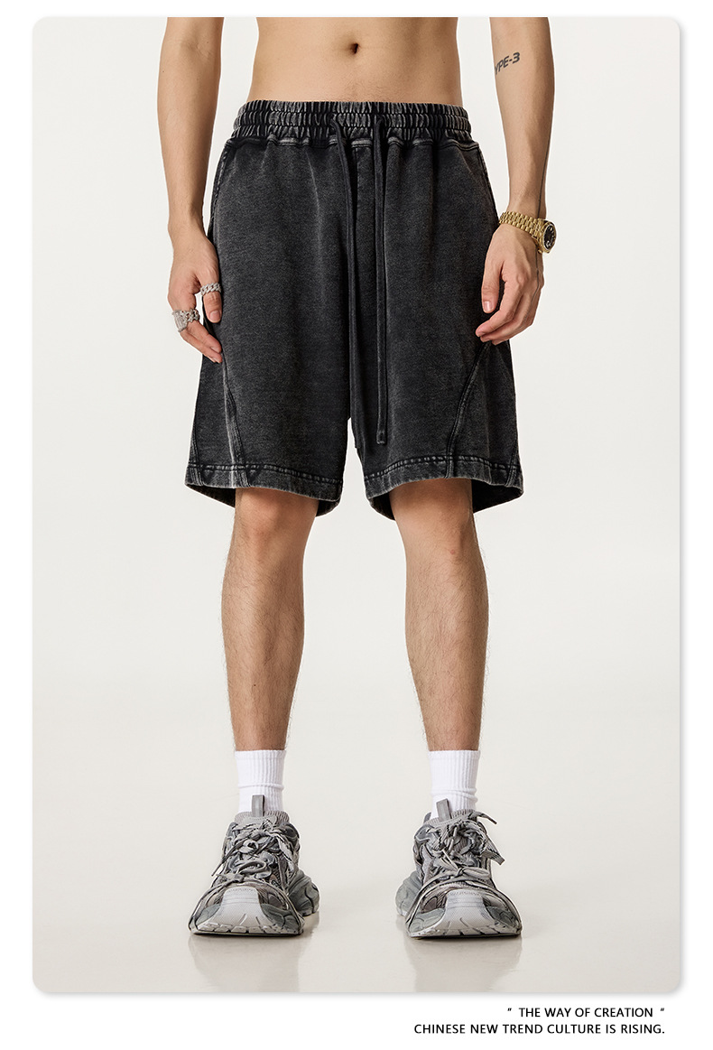 グレー パンツ メンズ グレー ビンテージ風 ショートパンツ ストリート系 半ズボン 春夏 新作