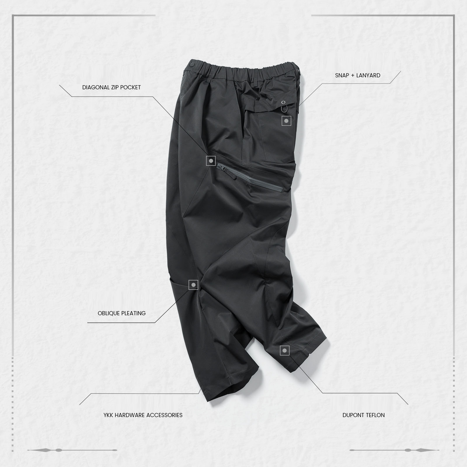 グレー パンツ 男女兼用 グレー ワークパンツ 多機能ポケット付き