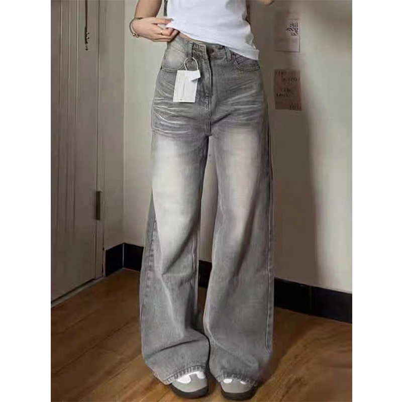 グレー パンツ ゆったりワイドシルエットパンツ