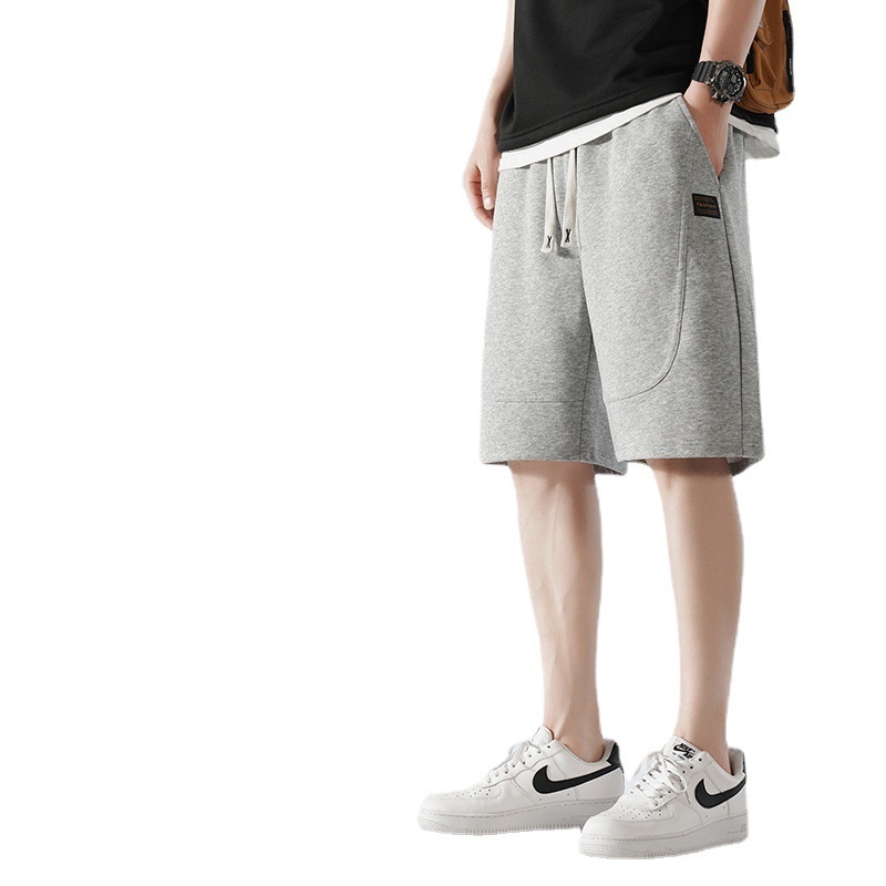 グレー パンツ 裏毛素材ゆったりハーフ丈スウェットパンツ