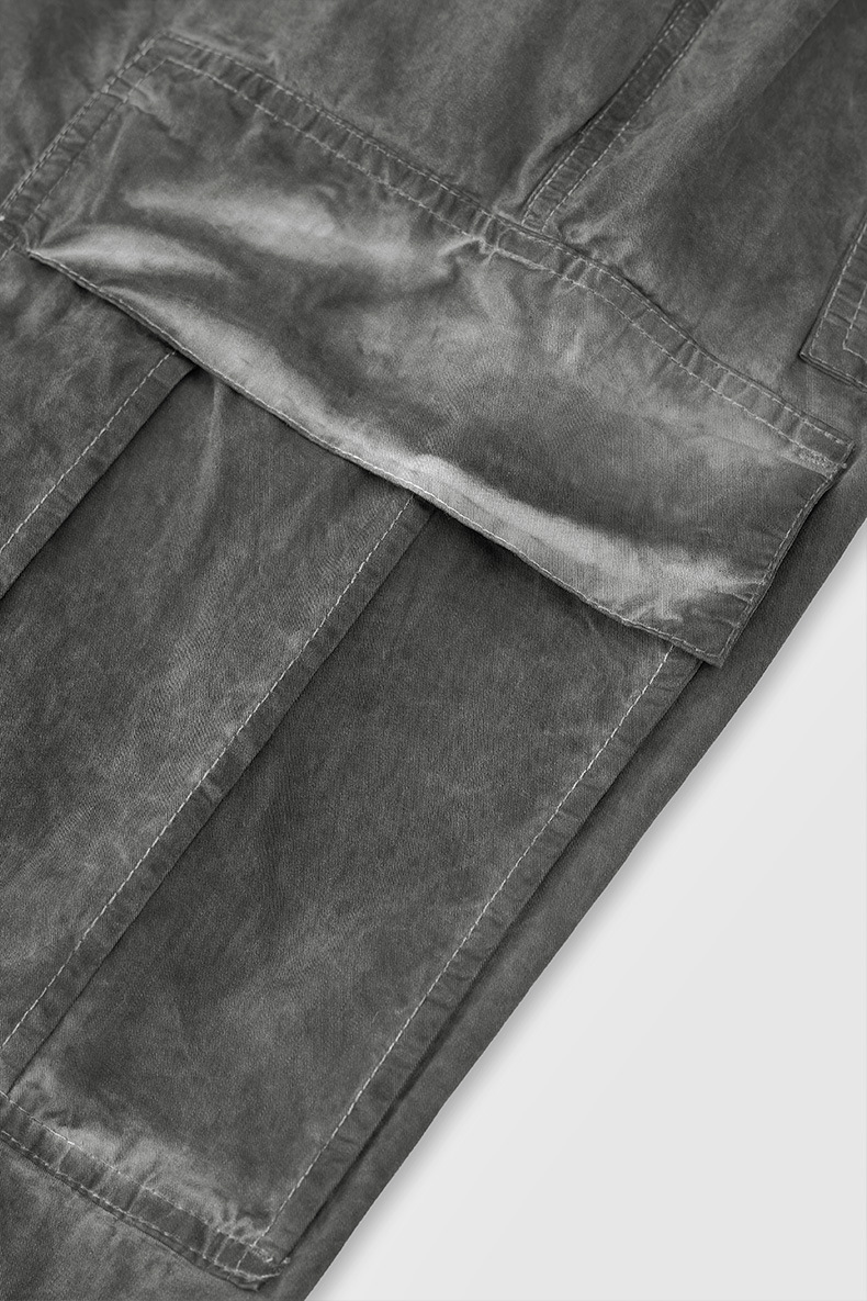 グレー パンツ 男女兼用 グレー カーゴパンツ ビンテージ風 ワイド 無地