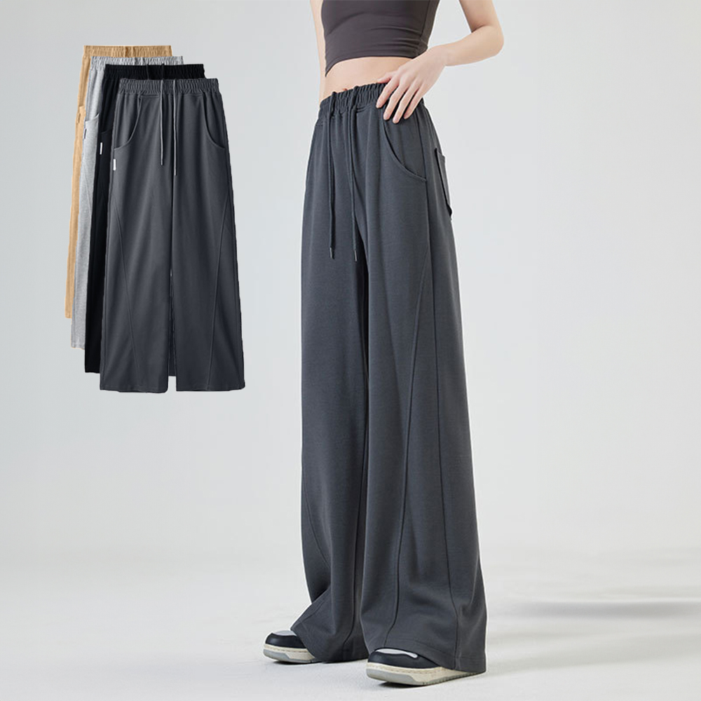 グレー パンツ ゆったりワイドパンツ レディース グレー系4色展開