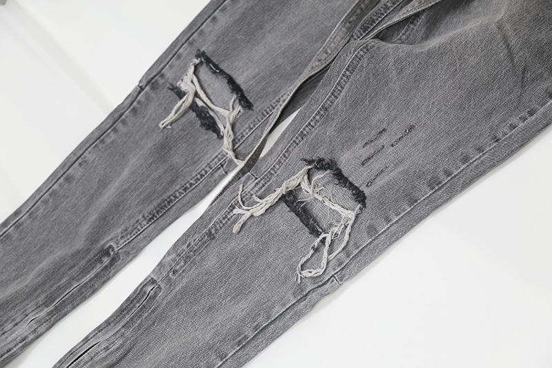 グレー パンツ メンズ グレー デニムパンツ ダメージ加工 ストリート系