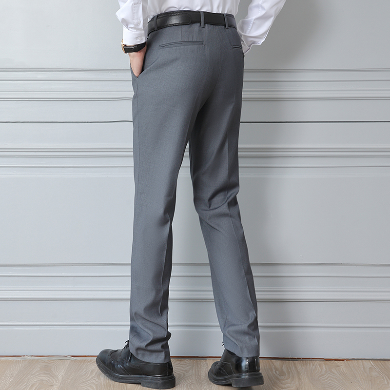 グレー パンツ 洗練ストレートスラックス
