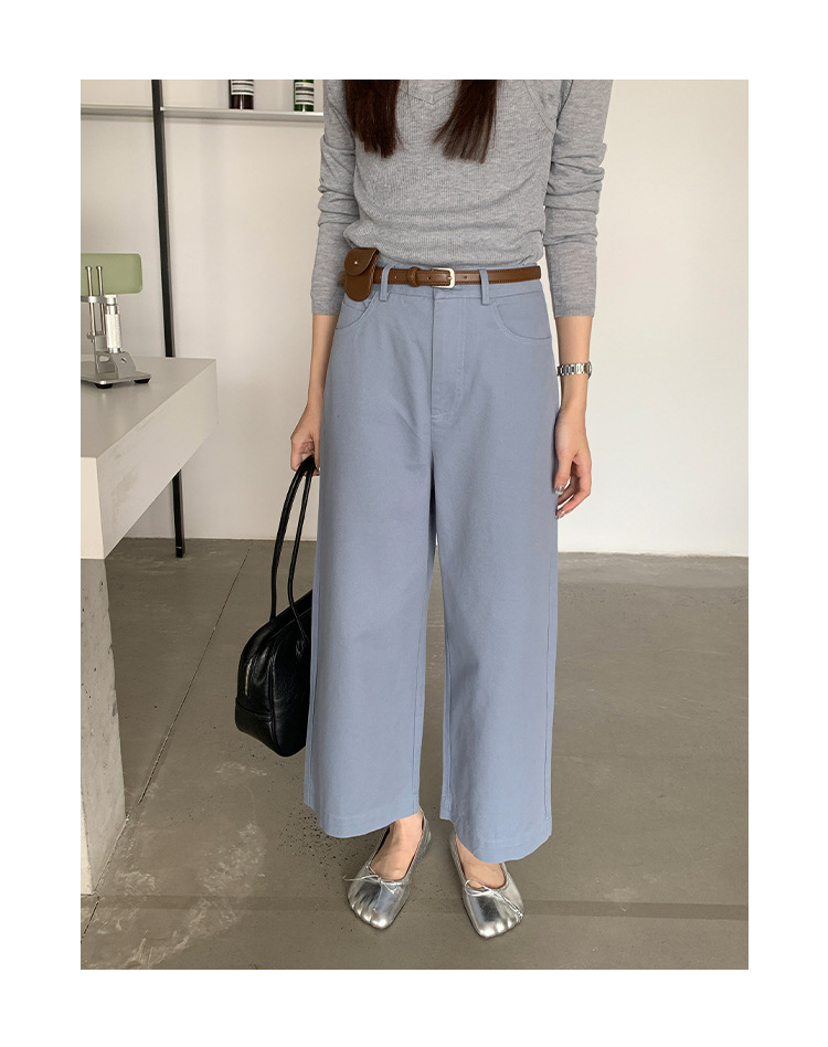 グレー パンツ ハイウエスト ゆったりワイドパンツ