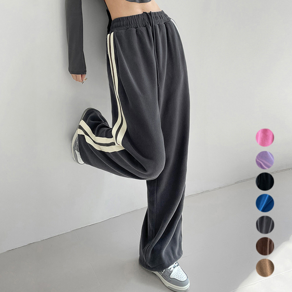 グレー パンツ グレー サイドライン スウェットパンツ レディース