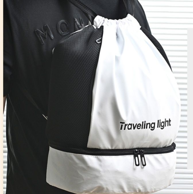 ジムバッグ 軽量ナップサック型防水ジムバッグ二層式