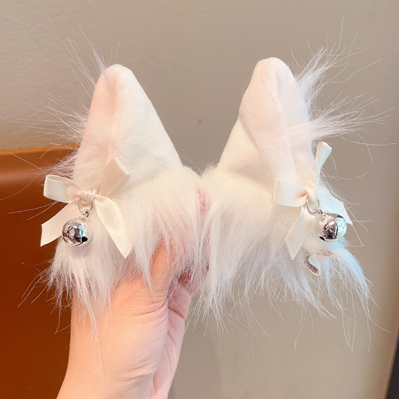 ヘアアクセサリー ふわもこ猫耳リボンカチューシャ