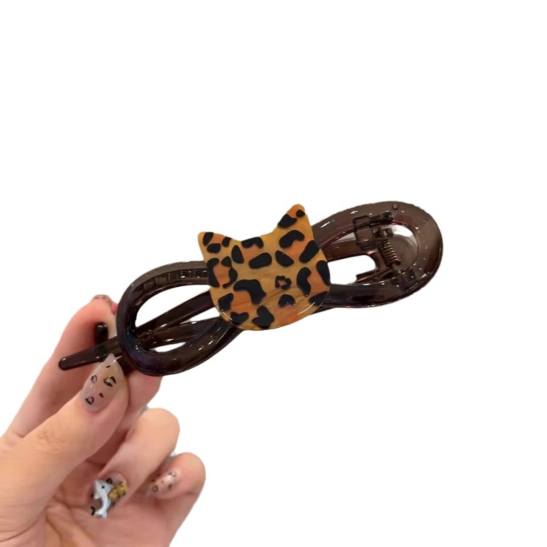 ヘアアクセサリー 猫モチーフ留め具バレッタ
