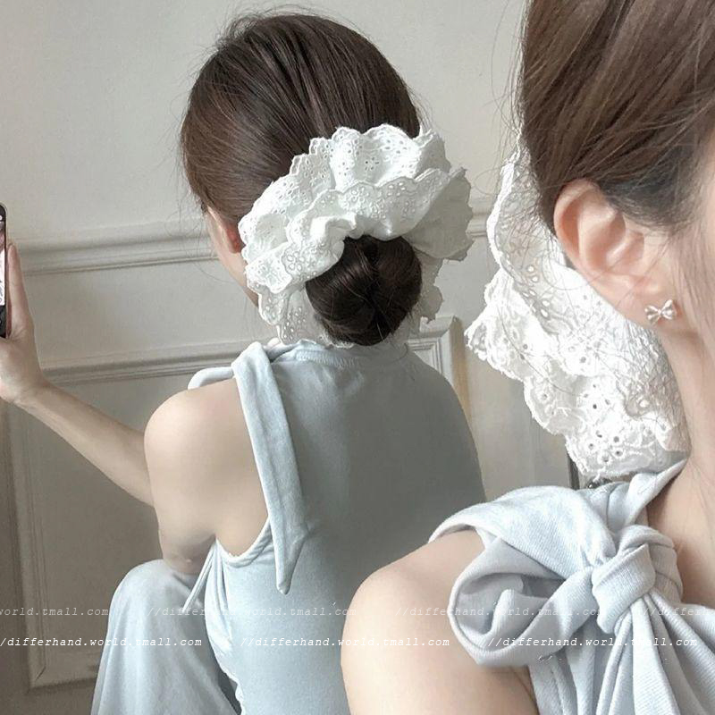 ヘアアクセサリー 花レース飾りお姫様シュシュ