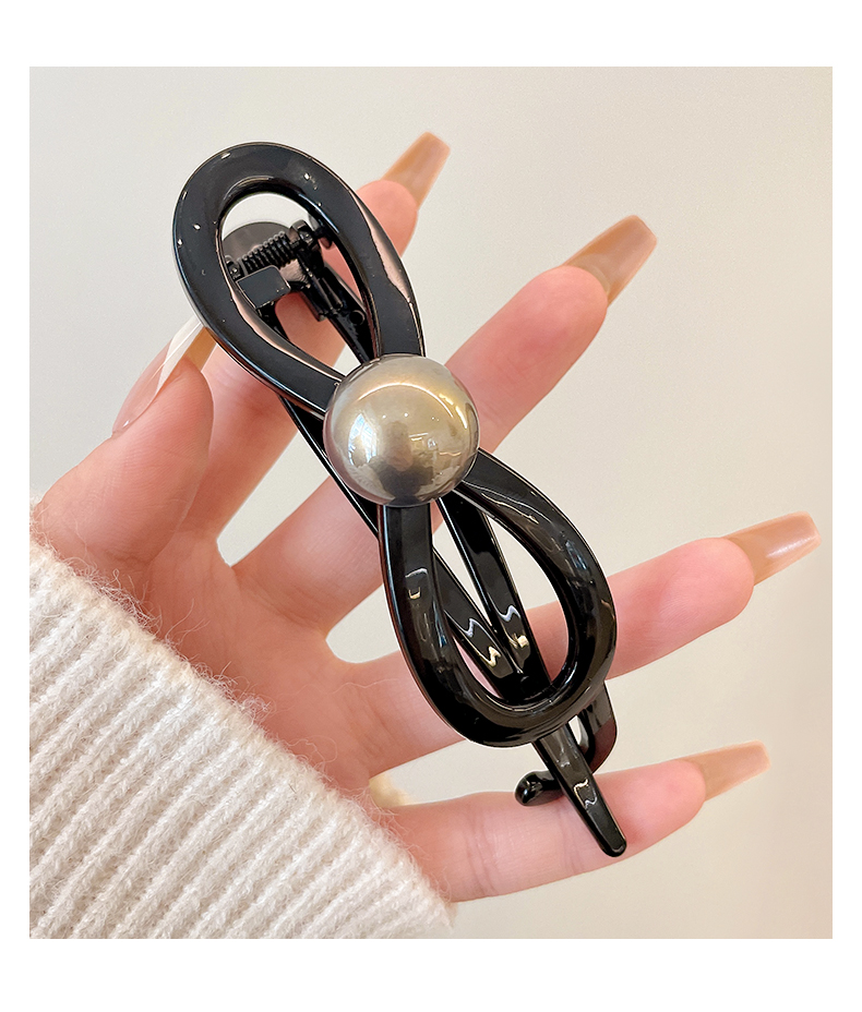 ヘアアクセサリー 真珠リボンバレッタ