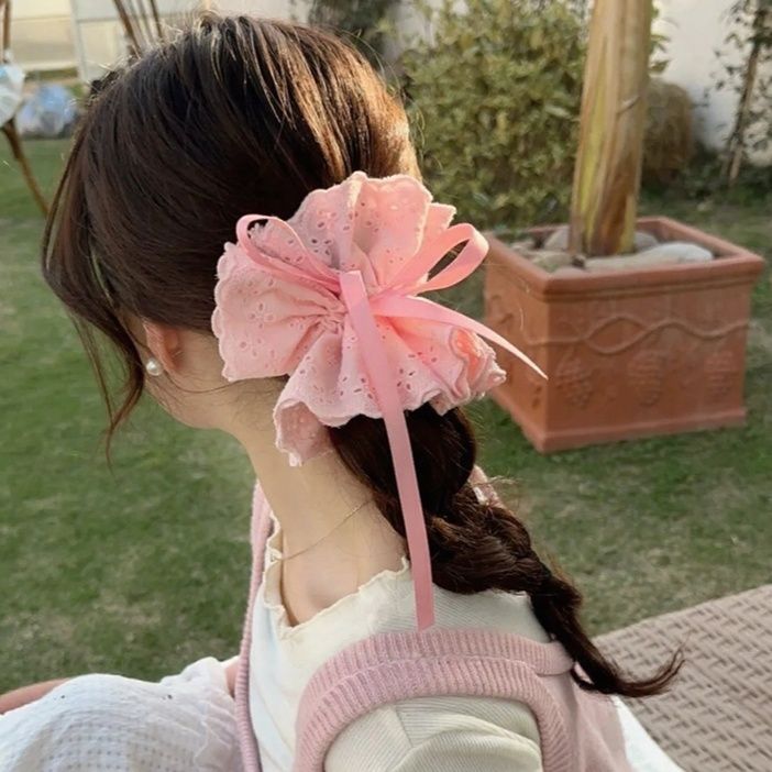 ヘアアクセサリー 花レース飾りお姫様シュシュ