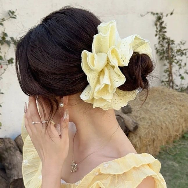 ヘアアクセサリー 花レース飾りお姫様シュシュ
