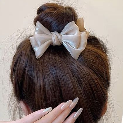 ヘアアクセサリー 優雅リボン丸留めバレッタ