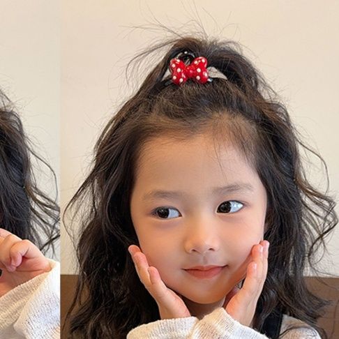 ヘアアクセサリー 水玉リボンミニバレッタ