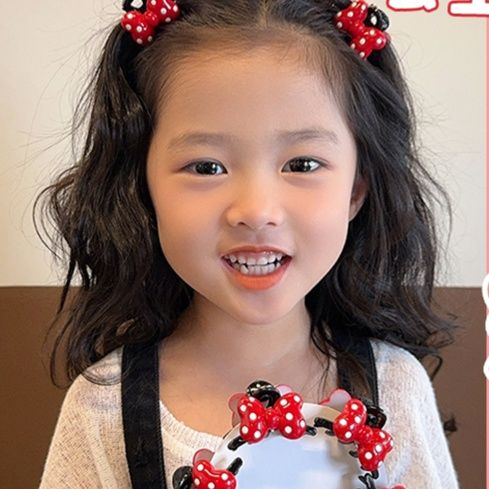 ヘアアクセサリー 水玉リボンミニバレッタ