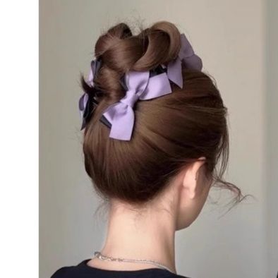 ヘアアクセサリー リボンお団子バレッタ