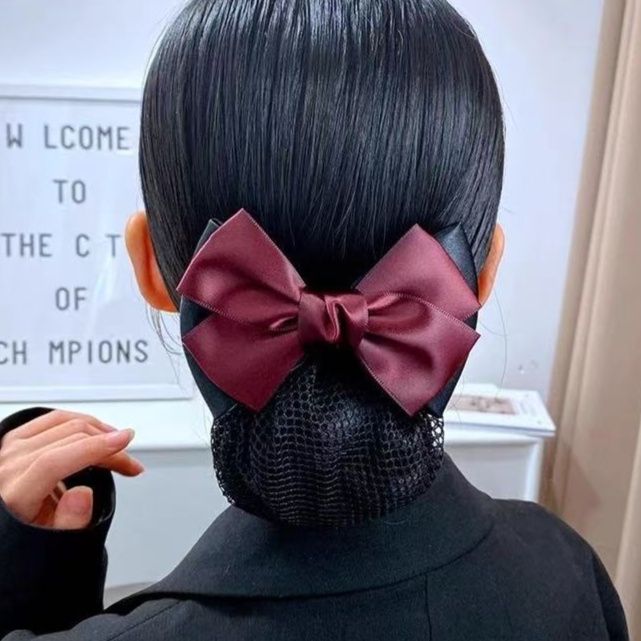 ヘアアクセサリー 上品リボン付きネットバレッタ