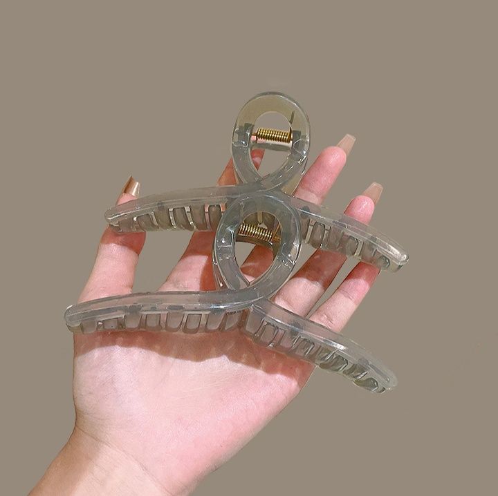 ヘアアクセサリー 透明感のある丸型金具付きスティックバレッタ