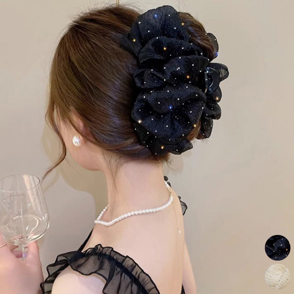 キラキラシュシュ大きめバンスクリップヘアアクセサリー