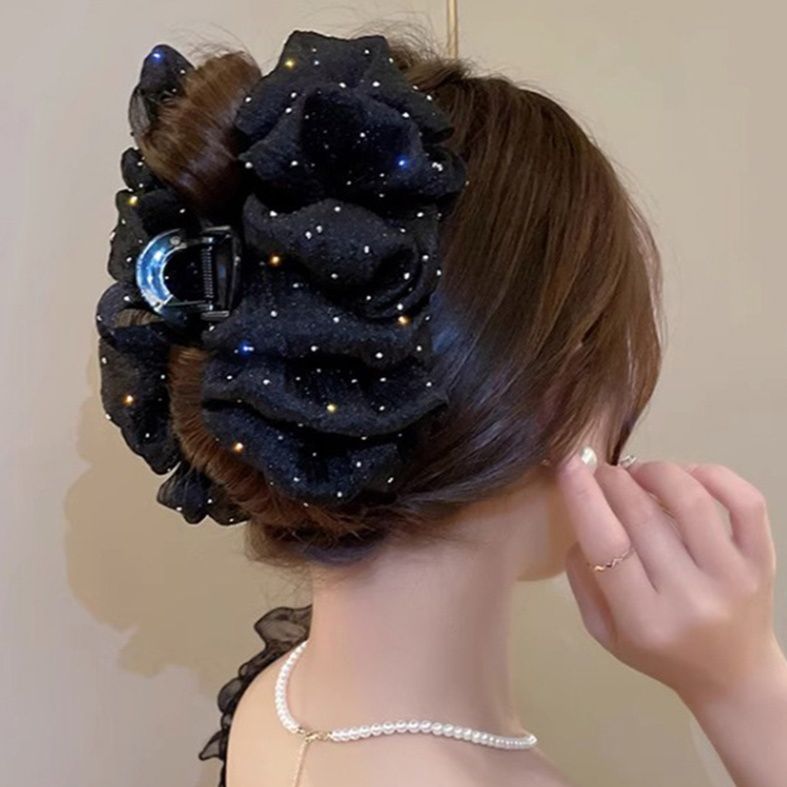 キラキラシュシュ大きめバンスクリップヘアアクセサリー