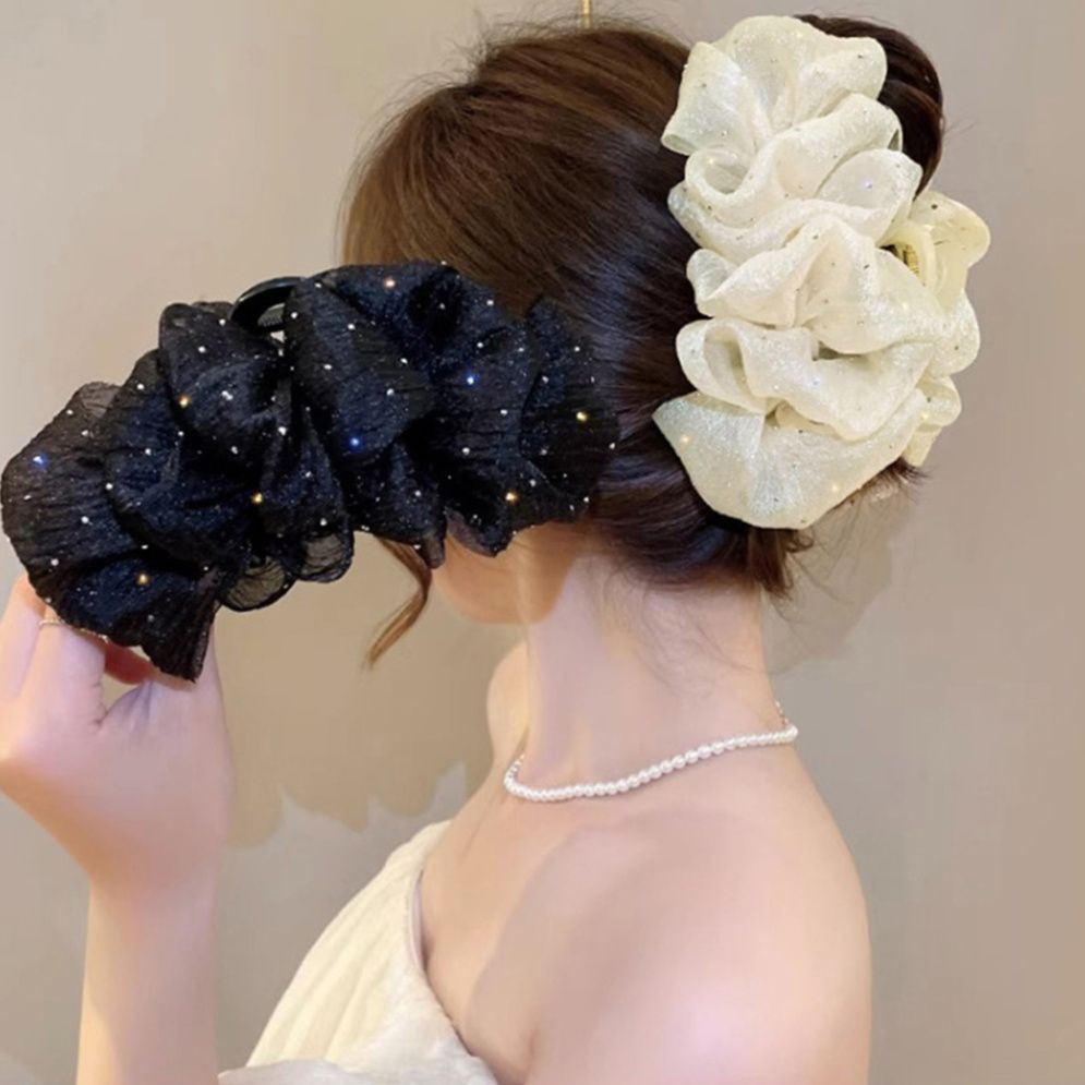 キラキラシュシュ大きめバンスクリップヘアアクセサリー