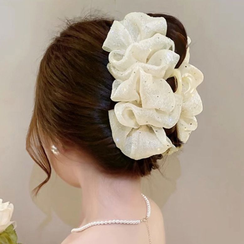 キラキラシュシュ大きめバンスクリップヘアアクセサリー