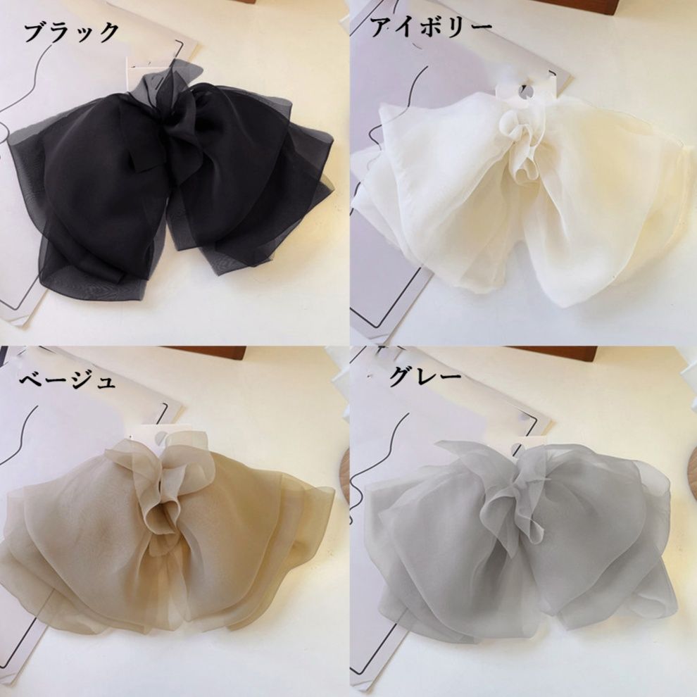  大きめリボン バレッタ 上品な髪飾り
