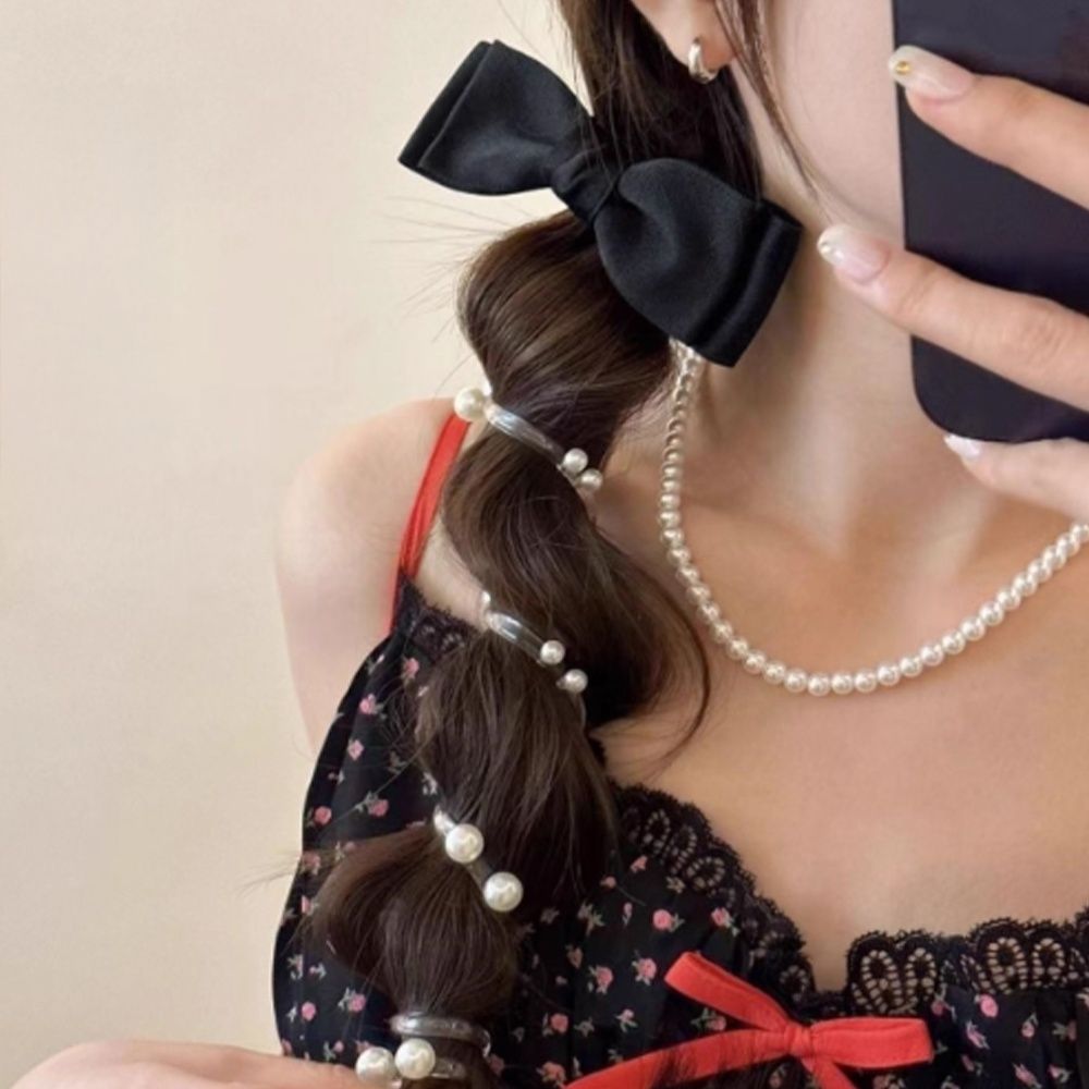 リボン付きコイルポニー バレッタ 簡単ヘアアレンジ