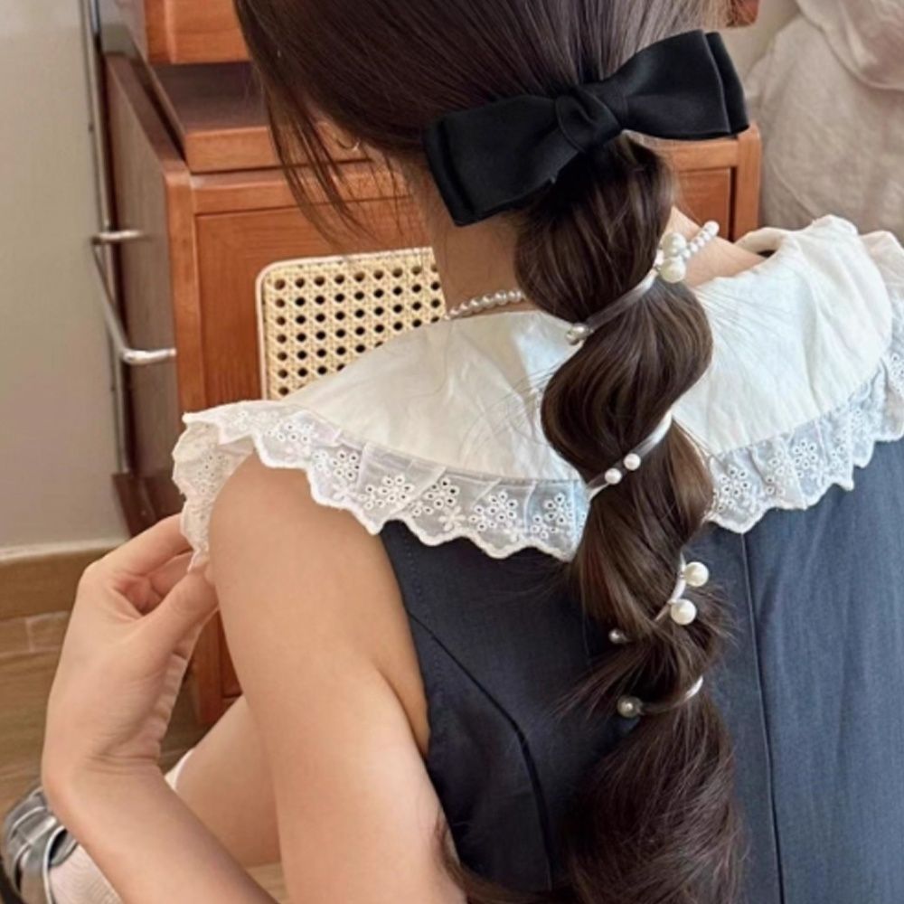 リボン付きコイルポニー バレッタ 簡単ヘアアレンジ