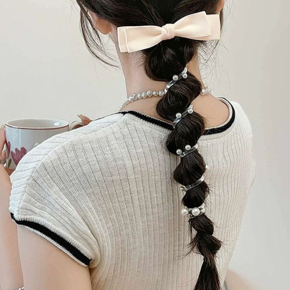 リボン付きコイルポニー バレッタ 簡単ヘアアレンジ