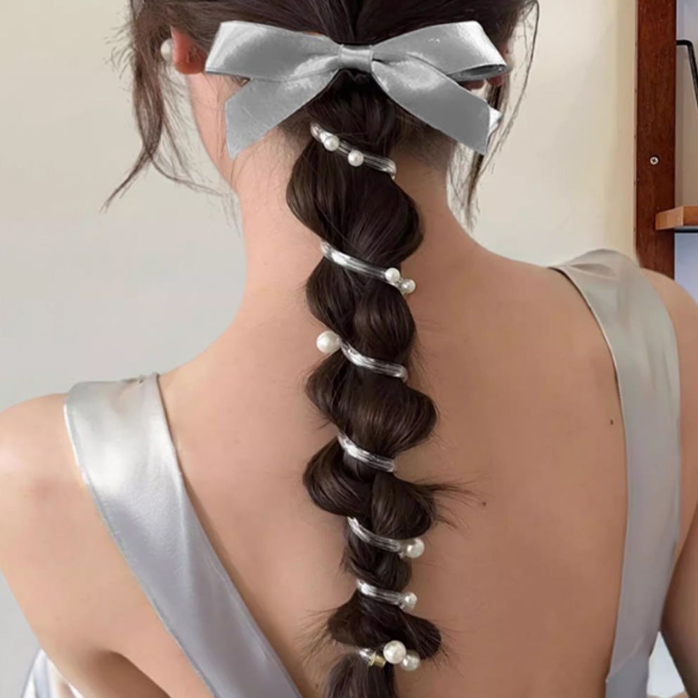 リボン付きコイルポニー バレッタ 簡単ヘアアレンジ