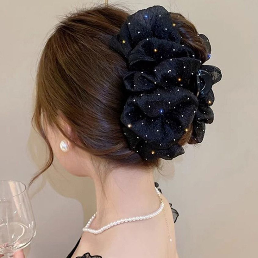 キラキラシュシュ大きめバンスクリップヘアアクセサリー