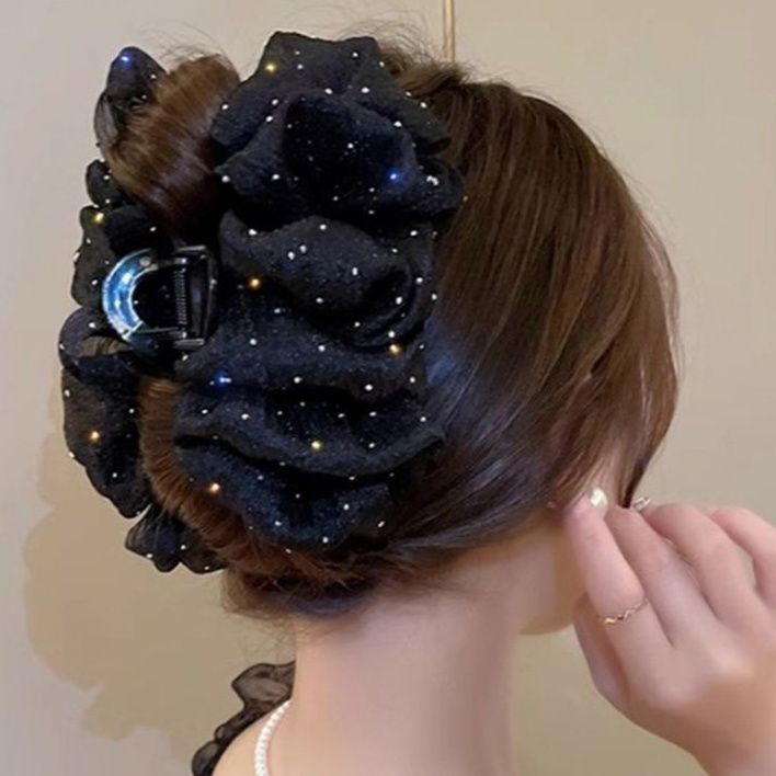 キラキラシュシュ大きめバンスクリップヘアアクセサリー