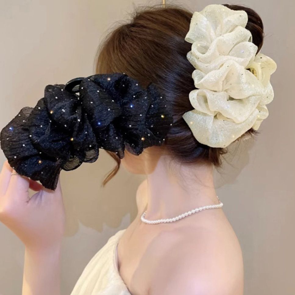 キラキラシュシュ大きめバンスクリップヘアアクセサリー