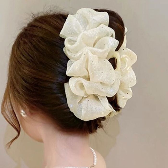 キラキラシュシュ大きめバンスクリップヘアアクセサリー