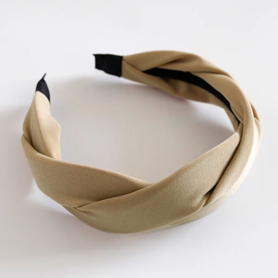  ツイスト編みカチューシャ 韓国風 幅広タイプ