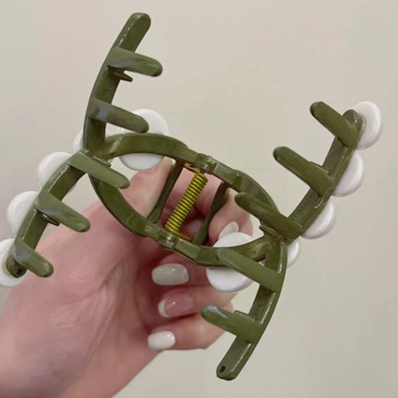 真珠付きバレッタ 韓国風髪留め 上品ヘアクリップ