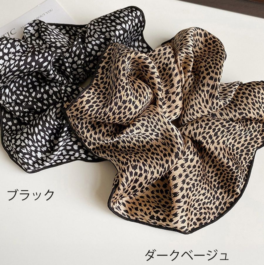豹柄大きめシュシュ ボリューム ヘアアクセサリー