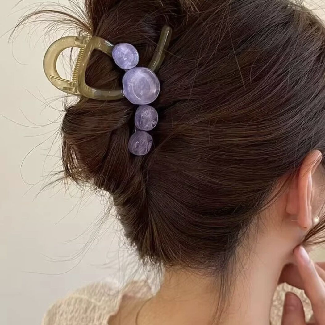 ヘアアクセサリー 透明感ある丸玉モチーフ四連バレッタ