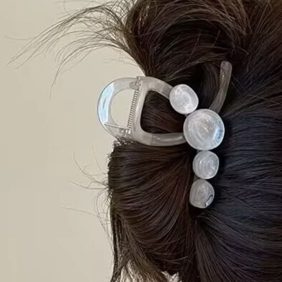 ヘアアクセサリー 透明感ある丸玉モチーフ四連バレッタ