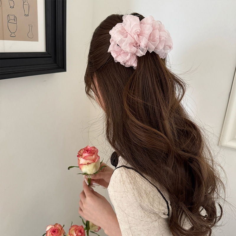 ヘアアクセサリー ふんわりシフォンローズバレッタ