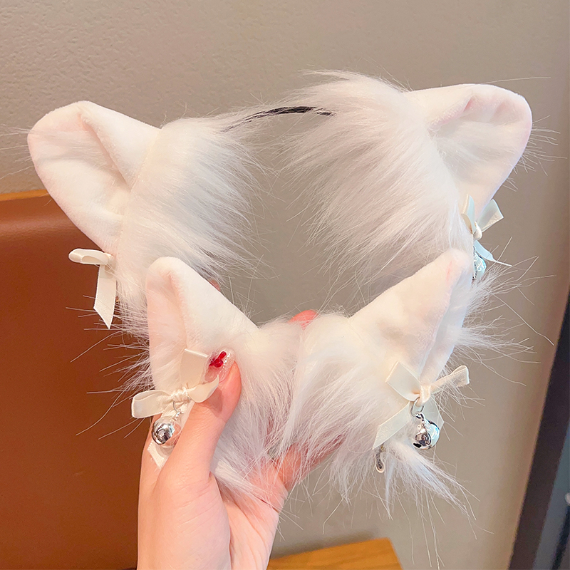 ヘアアクセサリー ふわもこ猫耳リボンカチューシャ
