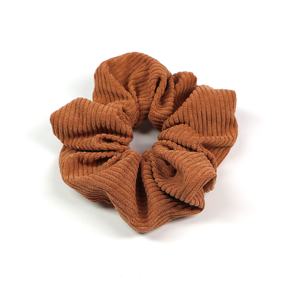 ヘアアクセサリー 畝編みコーデュロイ風大きめボリュームシュシュ