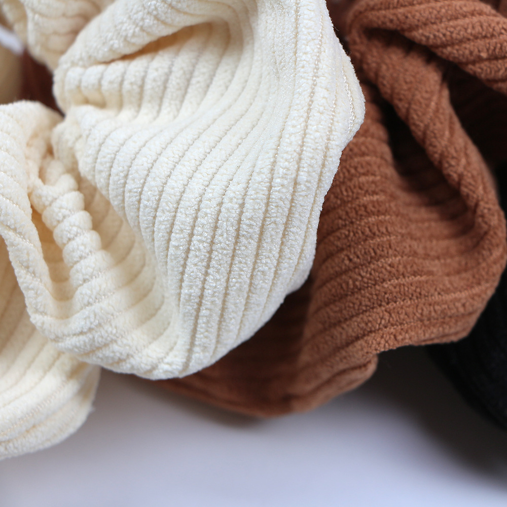 ヘアアクセサリー 畝編みコーデュロイ風大きめボリュームシュシュ